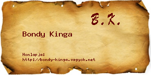Bondy Kinga névjegykártya