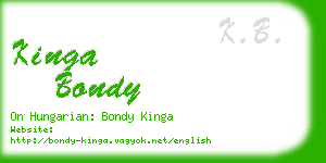 kinga bondy business card